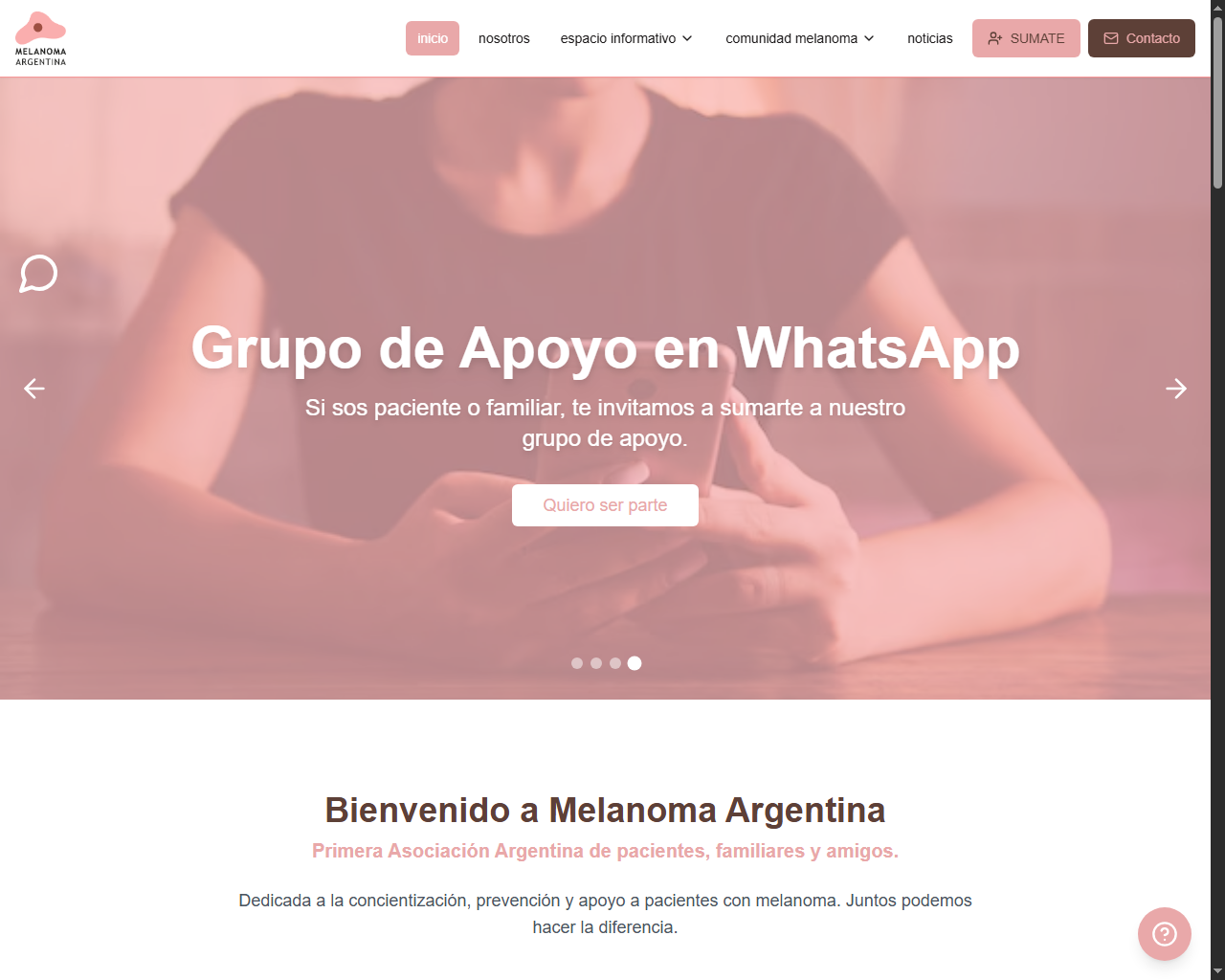 Sitio web para fundación sobre melanoma
